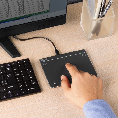 タッチパッド（有線・振動機能・USB・トラックパッド・薄型・高精度・スクリーンキーボード・ジェスチャー機能・Windows専用・6インチ・Mサイズ・ガンメタ）