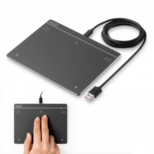 タッチパッド（有線・振動機能・USB・トラックパッド・薄型・高精度・スクリーンキーボード・ジェスチャー機能・Windows専用・7インチ・Lサイズ・ガンメタ）