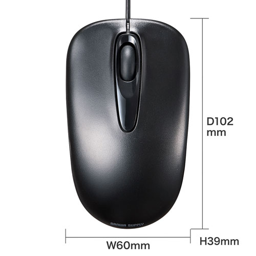 【アウトレット･訳あり・セール】光学式マウス（有線・3ボタン・USB・ブラック）