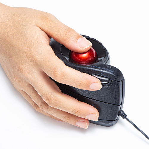 トラックボールマウス（有線・USB接続・エルゴノミクス・静音・5ボタン・ブラック） MA-TB177BK | 激安通販のイーサプライ