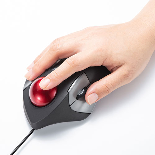 有線トラックボール（静音・5ボタン・人差し指/中指操作タイプ）MA-TB181BK