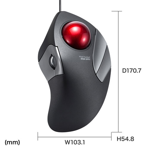 有線トラックボール（静音・5ボタン・人差し指/中指操作タイプ）MA-TB181BK