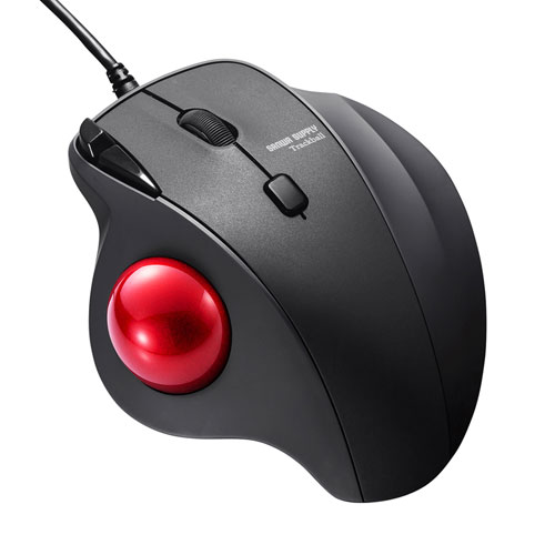 有線トラックボール（静音・5ボタン・親指操作タイプ・エルゴノミクス）MA-TB184BK