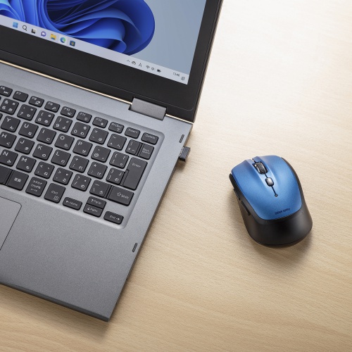 ワイヤレスマウス（ブルーLED・5ボタン・電池式・2.4GHzワイヤレス・USB A接続・ブルー） MA-WB509BL サンワサプライ