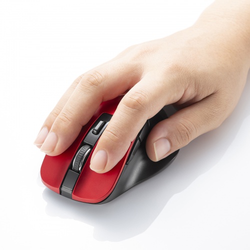 【アウトレット】マウス（ワイヤレス・ブルーLED・5ボタン・中型・レッド）MA-WB518R