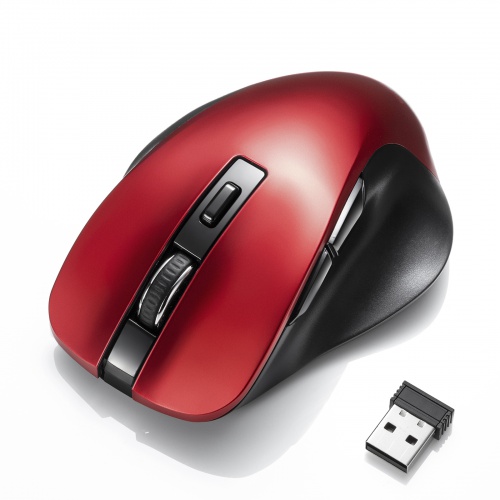 【アウトレット】マウス（ワイヤレス・ブルーLED・5ボタン・中型・レッド）MA-WB518R