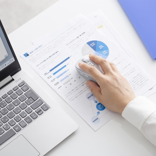 ワイヤレスマウス(Bluetooth・充電式・おすすめ・おしゃれ・人気・静音・5ボタン・ホワイト） MA-WBBS519W サンワサプライ