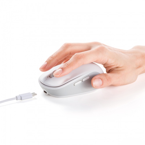 ワイヤレスマウス(Bluetooth・充電式・おすすめ・おしゃれ・人気・静音・5ボタン・ホワイト） MA-WBBS519W サンワサプライ