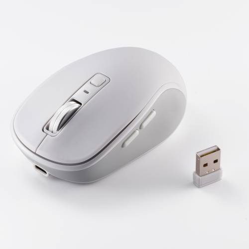 ワイヤレスマウス(Bluetooth・充電式・おすすめ・おしゃれ・人気・静音・5ボタン・ホワイト） MA-WBBS519W サンワサプライ