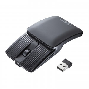薄型マウス（Bluetooth・2.4GHz・ワイヤレス・スライドカバー・開閉で電源オンオフ・5ボタン・戻る・進むボタン・持ち運び・小型・コンパクト・USB-C充電式・スリム・軽量・静音・グレー）