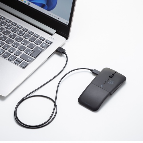 マウス（薄型・Bluetooth ＆ USB Aワイヤレス・3ボタン・USB充電式・IRセンサー・折りたたみ式・マルチペアリング対応・ポーチ付き・ブラック）