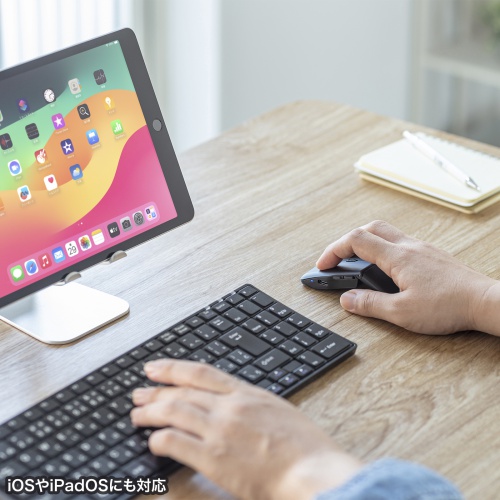 マウス（薄型・Bluetooth ＆ USB Aワイヤレス・5ボタン・戻る進むボタン・USB充電式・IRセンサー・折りたたみ式・マルチペアリング対応・ポーチ付き・ブラック）