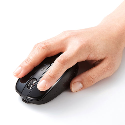 静音ワイヤレスマウス（無線・2.4G・ブルーLED・3ボタン・左右対称・充電式・電池交換不要・中型・ブラック・サンワサプライ)