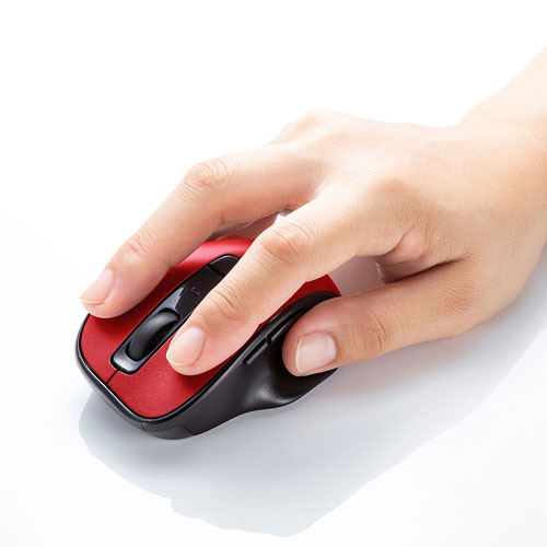 静音ワイヤレスマウス(無線・2.4G・ブルーLED・5ボタン・DPI切替・電池式・中型・レッド・サンワサプライ)