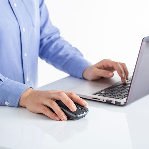 静音ワイヤレスマウス（無線・2.4G・ブルーLED・5ボタン・DPI切替・電池式・左利き・中型・ブラック・サンワサプライ）