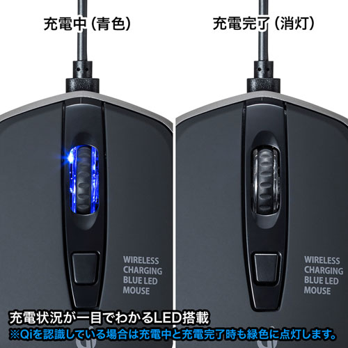 静音ワイヤレスマウス（無線・2.4G・ブルーLED・5ボタン・DPI切替・電池式・左利き・中型・ブラック・サンワサプライ）