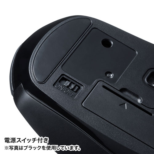 静音ワイヤレスマウス(無線・2.4G・ブルーLED・5ボタン・DPI切替・ラバー塗装・電池式・中型・レッド)