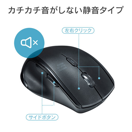 静音ワイヤレスマウス（無線・2.4G・ブルーLED・3ボタン・DPI切替・電池式・超小型・ホワイト・サンワサプライ）