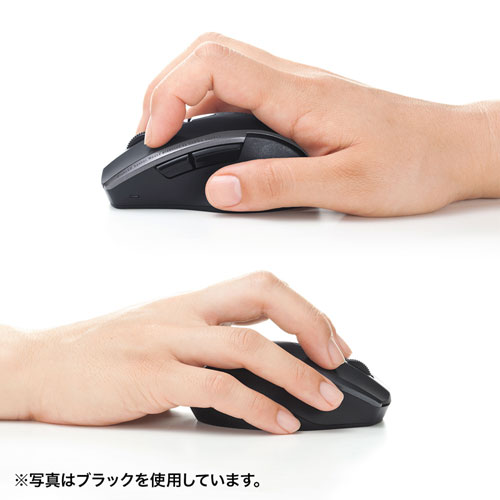 マウス（静音・ワイヤレス・ブルーLED・5ボタン・中型・レッド）