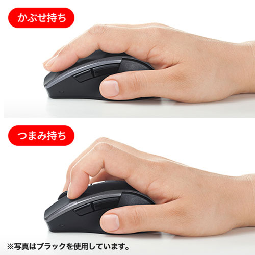 マウス（静音・ワイヤレス・ブルーLED・5ボタン・中型・レッド）