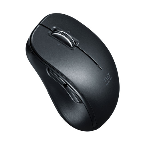 【アウトレット･訳あり・セール】マウス（ワイヤレス・ブルーLED・静音・5ボタン・左右スクロール・ブラック）