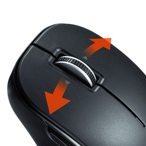 【アウトレット･訳あり・セール】マウス（ワイヤレス・ブルーLED・静音・5ボタン・左右スクロール・ブラック）