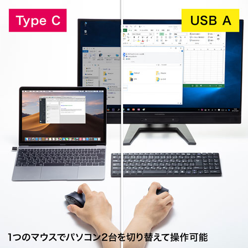 静音ワイヤレスマウス｜USB/タイプC両対応・レシーバー・電池式