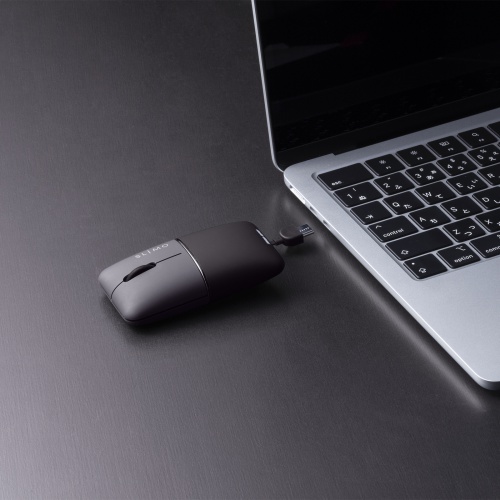 モバイルマウス SLIMO（2.4GHzワイヤレス・USB A接続・・スリム・軽量・静音・収納できる充電ケーブル・ブラック）MA-WBS310BK