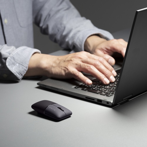 モバイルマウス SLIMO（2.4GHzワイヤレス・USB A接続・・スリム・軽量・静音・収納できる充電ケーブル・ブラック）MA-WBS310BK