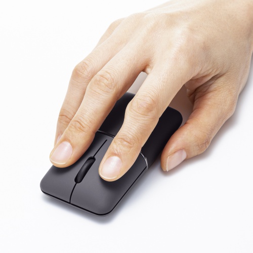 モバイルマウス SLIMO（2.4GHzワイヤレス・USB A接続・・スリム・軽量・静音・収納できる充電ケーブル・ブラック）MA-WBS310BK