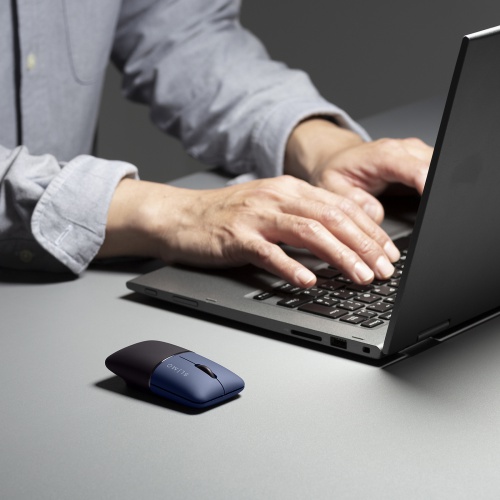 モバイルマウス SLIMO（2.4GHzワイヤレス・USB A接続・・スリム・軽量・静音・収納できる充電ケーブル・ネイビー）MA-WBS310NV