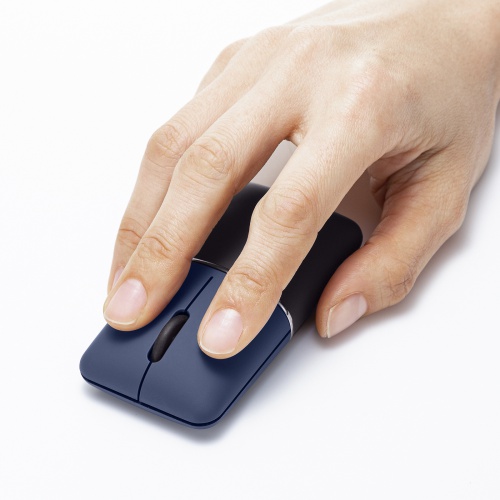 モバイルマウス SLIMO（2.4GHzワイヤレス・USB A接続・・スリム・軽量・静音・収納できる充電ケーブル・ネイビー）MA-WBS310NV