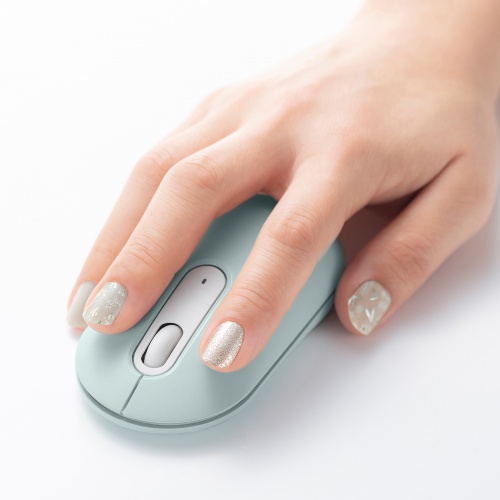 ワイヤレスマウス（無線・2.4GHz・ブルーLED・静音・薄型小型・持ち運び・かわいい・3ボタン・左右対称・DPI切替・グリーン）