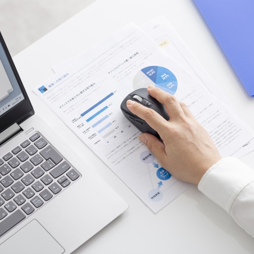 ワイヤレスマウス（静音・5ボタン・充電式・2.4GHz・ブルーLED・ブラック） MA-WBS520BK サンワサプライ