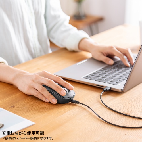 ワイヤレスマウス（静音・5ボタン・充電式・2.4GHz・ブルーLED・ブラック） MA-WBS520BK サンワサプライ