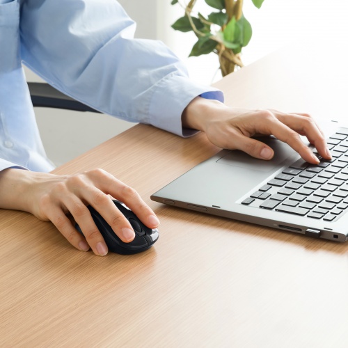 抗菌ワイヤレスマウス（静音・無線・2.4GHzワイヤレス・USB A接続・ブルーLED・単三電池・ブラック）MA-WBSK315BK