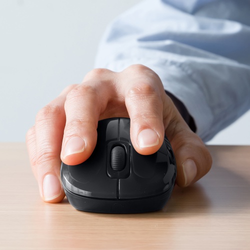 抗菌ワイヤレスマウス（静音・無線・2.4GHzワイヤレス・USB A接続・ブルーLED・単三電池・ブラック）MA-WBSK315BK