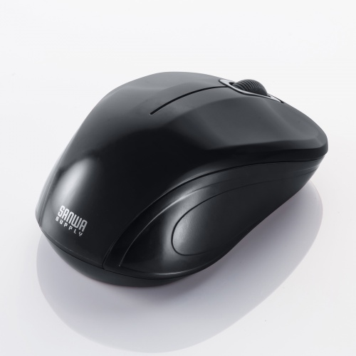 抗菌ワイヤレスマウス（静音・無線・2.4GHzワイヤレス・USB A接続・ブルーLED・単三電池・ブラック）MA-WBSK315BK