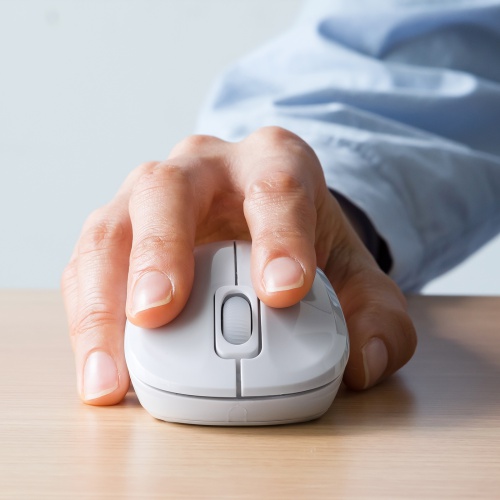 抗菌ワイヤレスマウス（静音・無線・2.4GHzワイヤレス・USB A接続・ブルーLED・単三電池・ホワイト）MA-WBSK315W