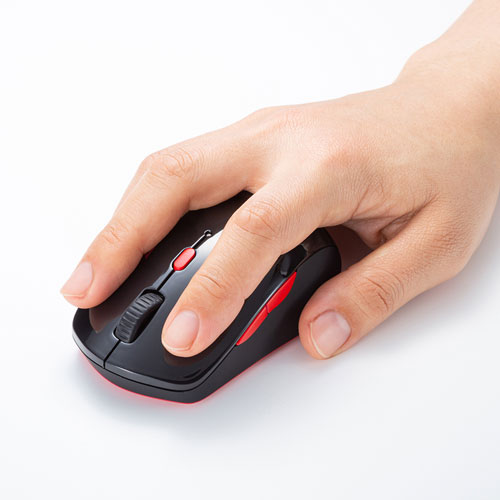 ワイヤレスマウス(Bluetooth・充電式・おすすめ・おしゃれ・人気・静音・コンボマウス・ブラック×レッド） MA-WBTBL193BKR サンワサプライ