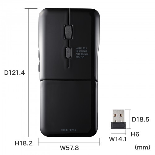 ワイヤレスマウス（5ボタン・静音・LED・薄型） MA-WIR1175BK サンワサプライ