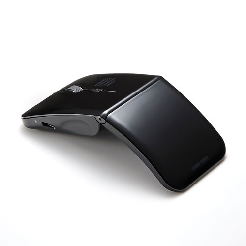 ワイヤレスマウス(無線・2.4G・IRセンサー・3ボタン・DPI切替・左右対称・折りたたみ・充電式・超薄型・ブラック・サンワサプライ)