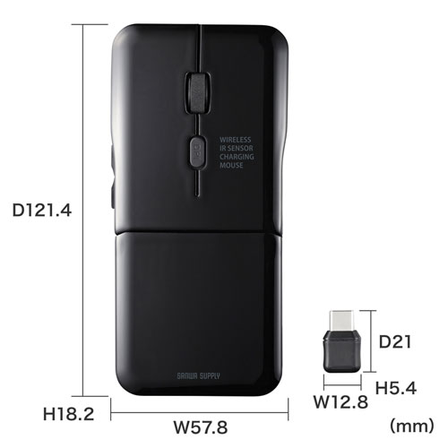 【アウトレット･訳あり・セール】静音Type-Cワイヤレス IR LEDマウス（5ボタン・薄型）