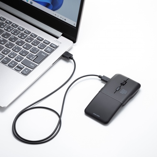 マウス（薄型・USB Aワイヤレス・5ボタン・戻る進むボタン・USB充電式・IRセンサー・折りたたみ式・マルチペアリング対応・ポーチ付き・ブラック）