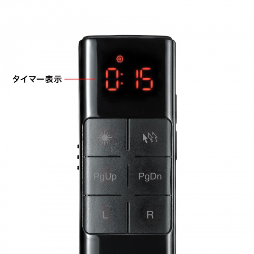 タイマー付きプレゼンテーションマウス（赤色光レーザーポインター付き・ソフトウェアレーザー機能・USB充電・抗菌仕様）MA-WPR14BKN