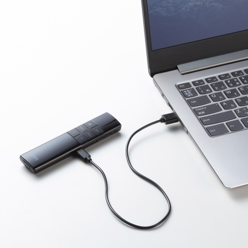 タイマー付きプレゼンテーションマウス（赤色光レーザーポインター付き・ソフトウェアレーザー機能・USB充電・抗菌仕様）MA-WPR14BKN