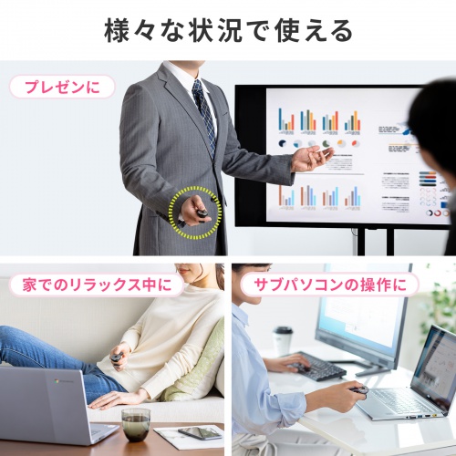 スティック搭載 リングマウス（USB A接続・ワイヤレス・5ボタン・USB充電式・フィンガーマウス・空中マウス・マット・ブラック） MA-WRING3BK サンワサプライ