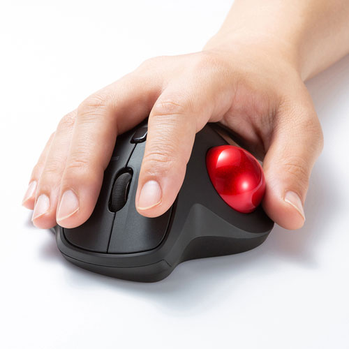 静音ワイヤレストラックボールマウス（無線・2.4G・光学センサー・3ボタン・DPI切替・電池式・ブラック・サンワサプライ)