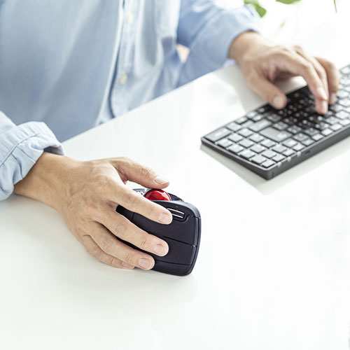 マウス（ワイヤレス・エルゴノミクス・トラックボール・静音・5ボタン・USB接続・ブラック）