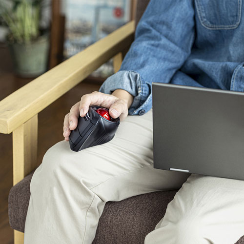 マウス（ワイヤレス・エルゴノミクス・トラックボール・静音・5ボタン・USB接続・ブラック）